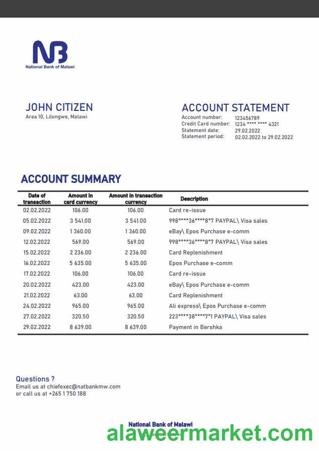Malawi National Bank of Malawi statement